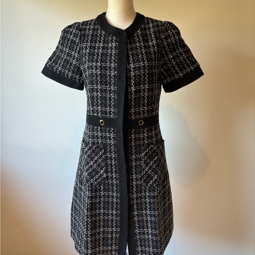 CHANEL Black and White Tweed Dress